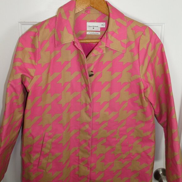 Isaac Mizrahi x Target Pink Tan Houndstooth Trench 20th Anniversary Collection M - Picture 2 of 5